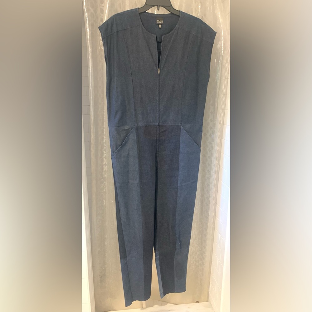 Eileen Fisher Denim Zipper Jumpsuit